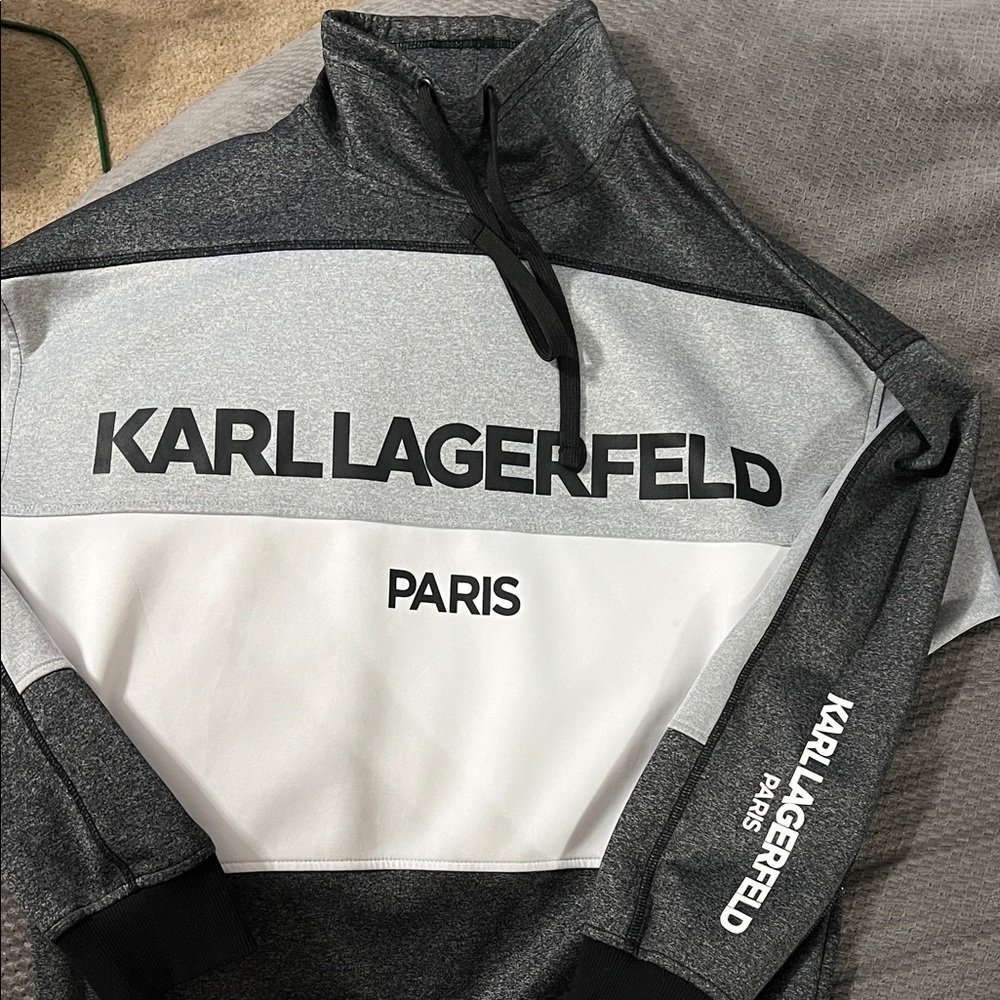 Karl Lagerfeld Charcoal and White Pullover